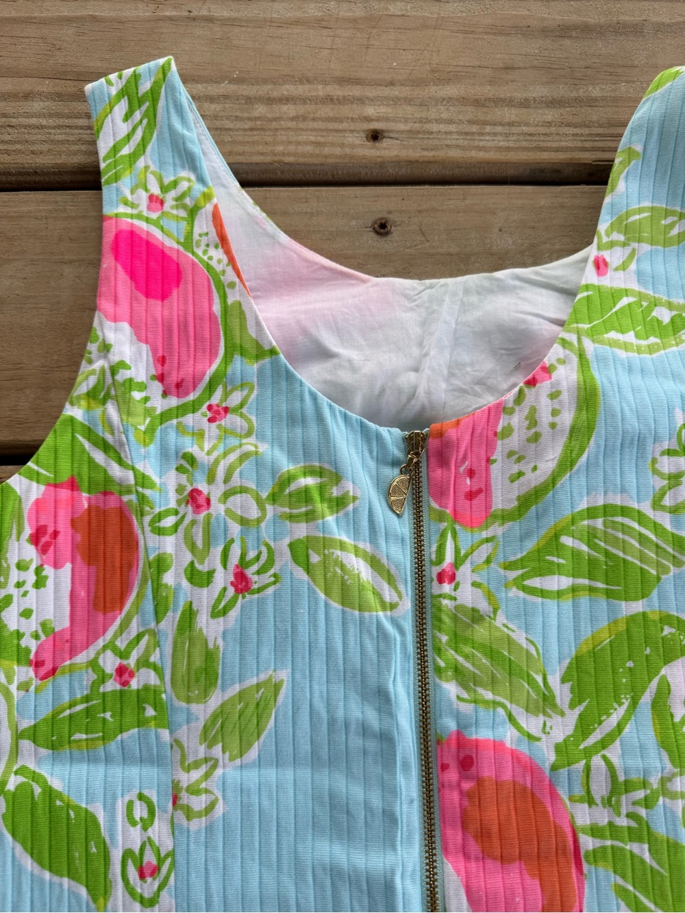 Lilly Pulitzer Blue Pink Floral Shift Dress White Lace Trim Sleeveless - Picture 7 of 11
